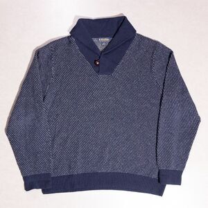 Brooks Brothers Scottish Lambswool Shawl Collar Blue Men's Sweater Large Preppy